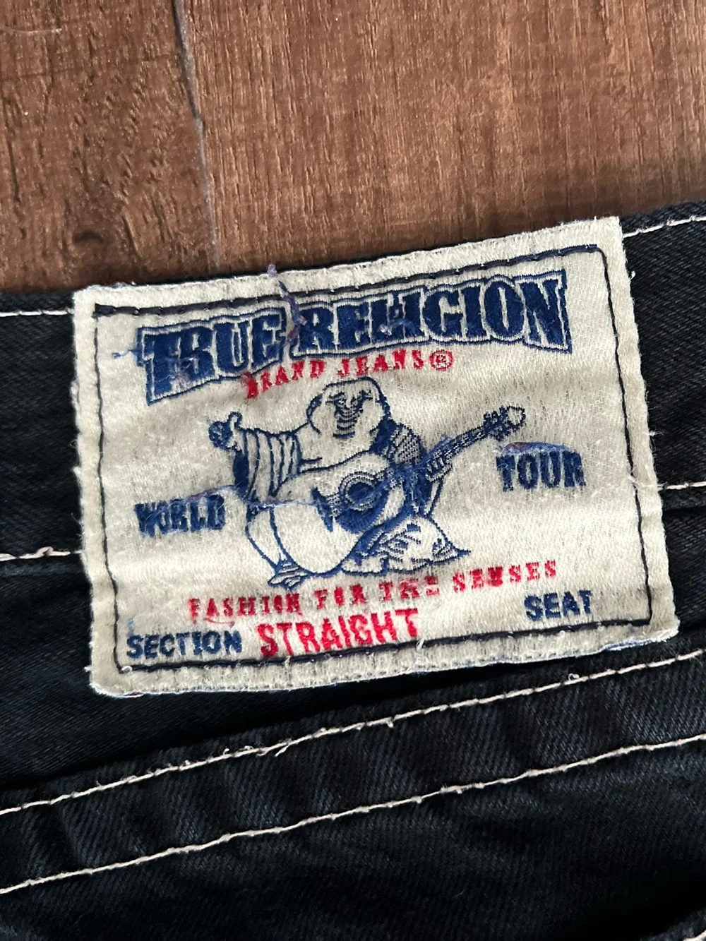 True Religion Black Jeans with Contrast Stitching